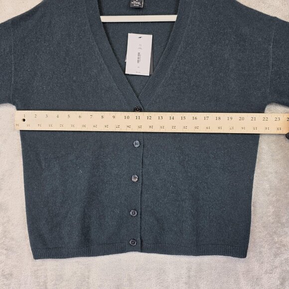 C by Bloomingdale's Cardigan Sweater Womens Medium Dark Green Cashmere Button Up - Picture 6 of 10